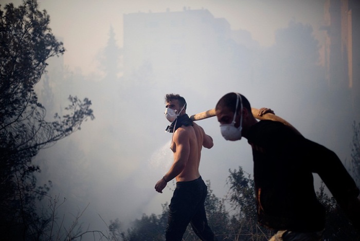 Фото: Ariel Schalit / AP  Нутгийн хүмүүс ч галтай тэмцэхэд оролцож байна