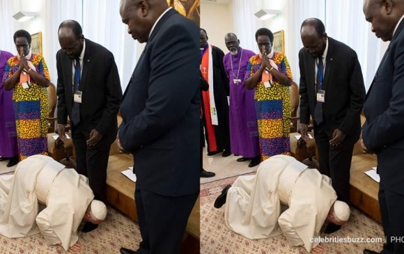 Ромын пап Өмнөд Суданы Ерөнхийлөгчийн хөлийг үнсжээ