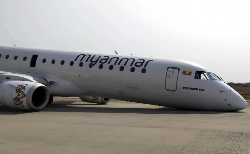 Мьянмарын нисгэгч урд дугуйгүй онгоцыг амжилттай газардуулжээ