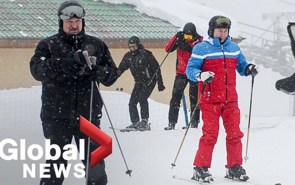 Путин, Лукашенко нар цанаар гулгаж, ууланд авирав
