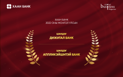 ХААН Банкийг “Шилдэг дижитал банк”, “Шилдэг аппликэйшнтэй банк”-аар нэрлэлээ