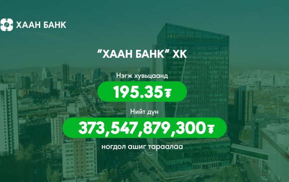 ХААН Банк ХК хувьцаа эзэмшигчдэдээ ногдол ашиг тараалаа
