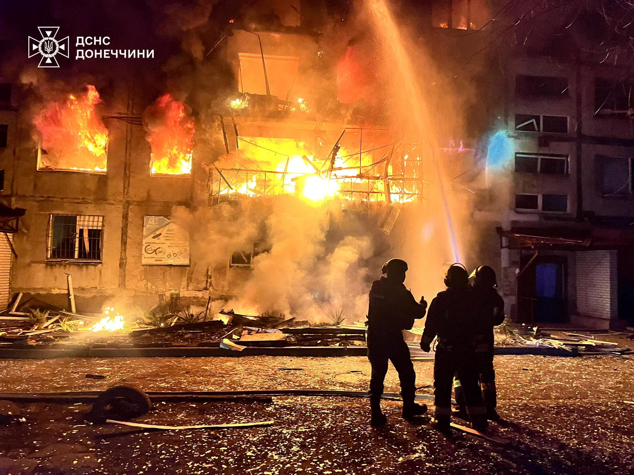 Aftermath of a Russian military strike in Dobropillia